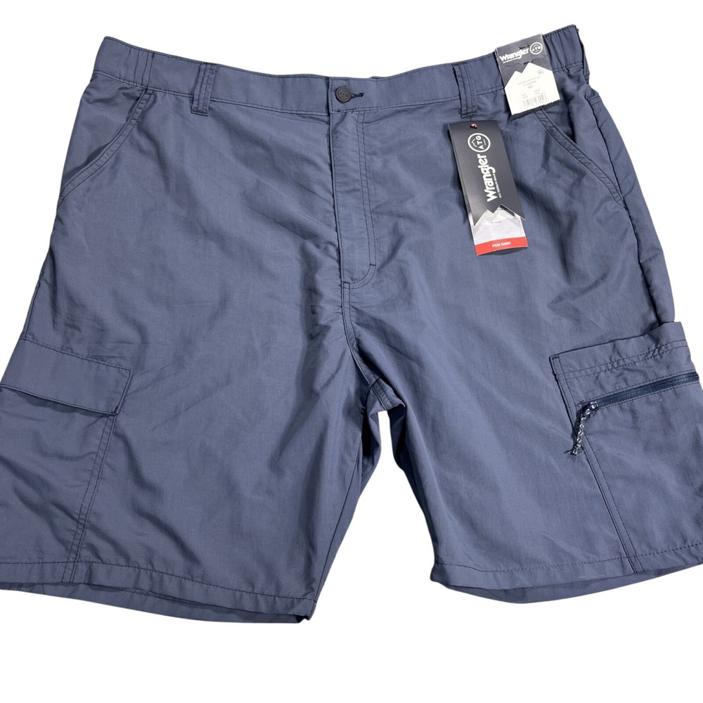 Wrangler Cargo Shorts Mens 42 Blue Terrain Peak Gear Performance Utility Hiking